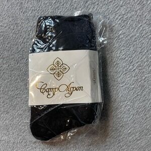 Camp Aspen Socks Unisex OS Black Snowflake Pattern Cotton Blend Crew Socks 32491